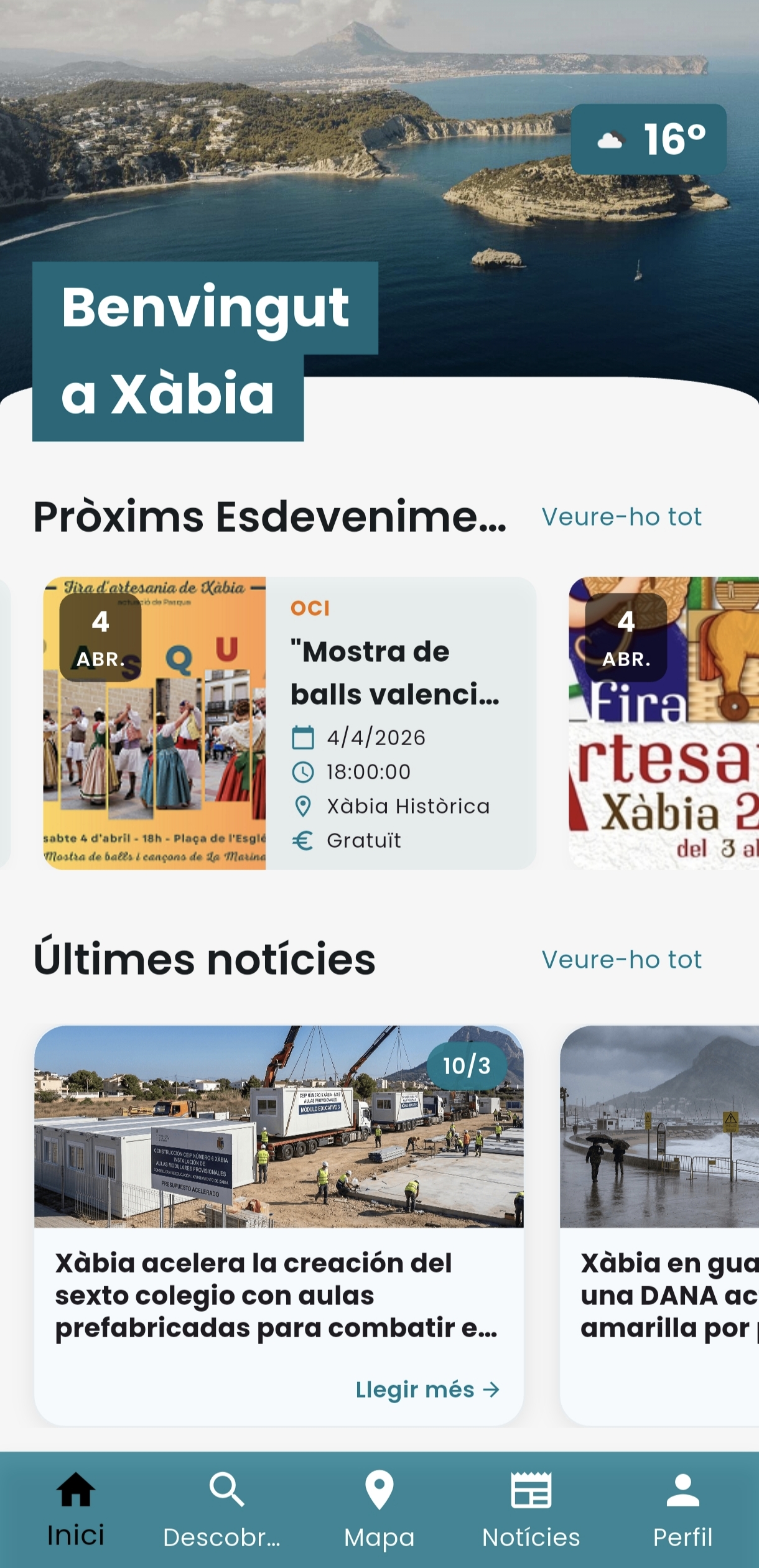 TownSense Home Screen